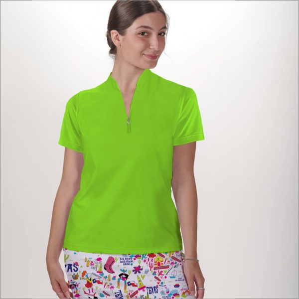 NEON GREEN POLO QUARTER ZIP TOP Online Sale