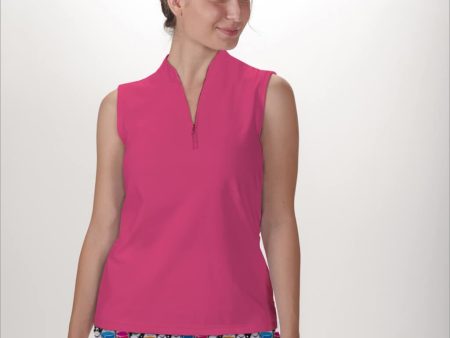 PINK SLEEVELESS QUARTER ZIP TOP Online Hot Sale