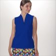 ROYAL BLUE SLEEVELESS QUARTER ZIP TOP For Discount