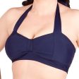 CANDICE Retro Inspired Navy Halter Top For Discount