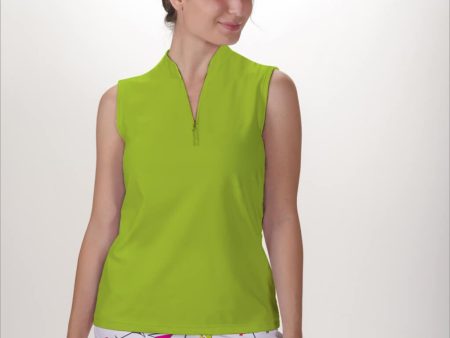 LIME SLEEVELESS QUARTER ZIP TOP Online now