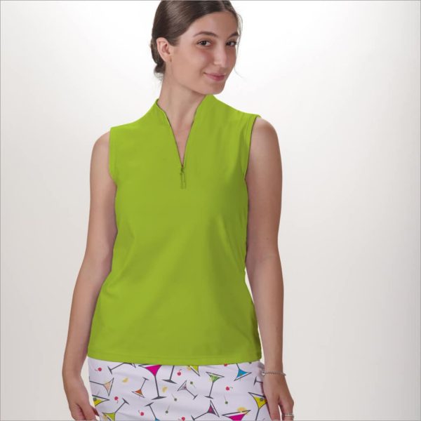 LIME SLEEVELESS QUARTER ZIP TOP Online now