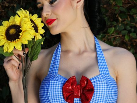 FINAL SALE RUBY SLIPPERS Blue Gingham Bikini Top Online now