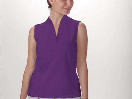 PURPLE SLEEVELESS QUARTER ZIP TOP Online Sale