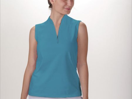 MAUI BLUE SLEEVELESS QUARTER ZIP TOP Online