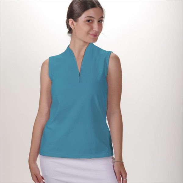 MAUI BLUE SLEEVELESS QUARTER ZIP TOP Online