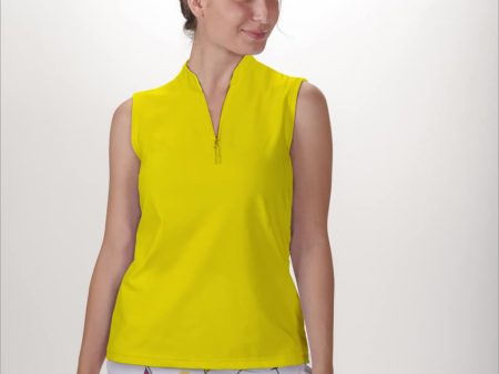 YELLOW SLEEVELESS QUARTER ZIP TOP Supply